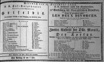Theaterzettel (Oper und Burgtheater in Wien) 18381219 Seite: 1