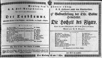 Theaterzettel (Oper und Burgtheater in Wien) 18390107 Seite: 1