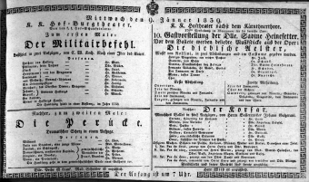 Theaterzettel (Oper und Burgtheater in Wien) 18390109 Seite: 1