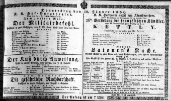 Theaterzettel (Oper und Burgtheater in Wien) 18390110 Seite: 1