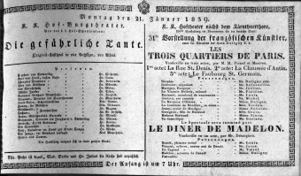 Theaterzettel (Oper und Burgtheater in Wien) 18390121 Seite: 1