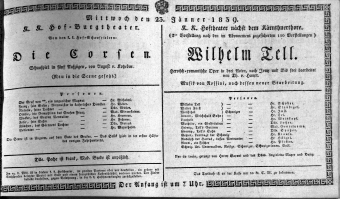 Theaterzettel (Oper und Burgtheater in Wien) 18390123 Seite: 1