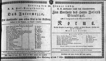Theaterzettel (Oper und Burgtheater in Wien) 18390125 Seite: 1
