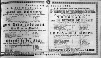 Theaterzettel (Oper und Burgtheater in Wien) 18390126 Seite: 1