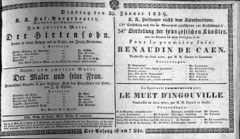 Theaterzettel (Oper und Burgtheater in Wien) 18390129 Seite: 1
