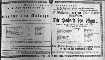 Theaterzettel (Oper und Burgtheater in Wien) 18390131 Seite: 1