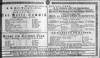Theaterzettel (Oper und Burgtheater in Wien) 18390209 Seite: 1