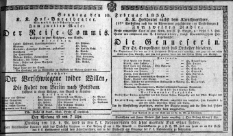 Theaterzettel (Oper und Burgtheater in Wien) 18390210 Seite: 1