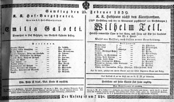 Theaterzettel (Oper und Burgtheater in Wien) 18390223 Seite: 1
