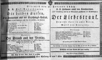Theaterzettel (Oper und Burgtheater in Wien) 18390227 Seite: 1