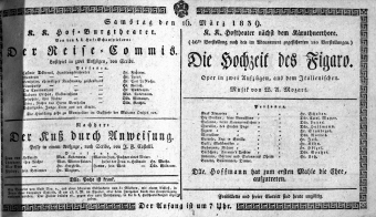 Theaterzettel (Oper und Burgtheater in Wien) 18390316 Seite: 1