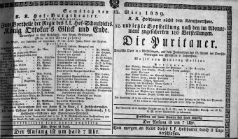Theaterzettel (Oper und Burgtheater in Wien) 18390323 Seite: 1