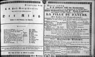 Theaterzettel (Oper und Burgtheater in Wien) 18390409 Seite: 1