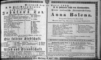 Theaterzettel (Oper und Burgtheater in Wien) 18390410 Seite: 1