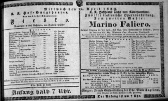 Theaterzettel (Oper und Burgtheater in Wien) 18390424 Seite: 1