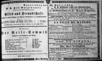 Theaterzettel (Oper und Burgtheater in Wien) 18390425 Seite: 1
