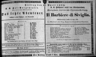 Theaterzettel (Oper und Burgtheater in Wien) 18390426 Seite: 1