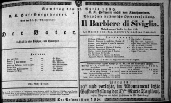 Theaterzettel (Oper und Burgtheater in Wien) 18390427 Seite: 1