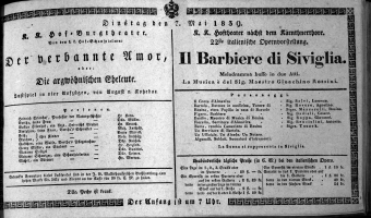 Theaterzettel (Oper und Burgtheater in Wien) 18390507 Seite: 1