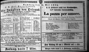Theaterzettel (Oper und Burgtheater in Wien) 18390518 Seite: 1