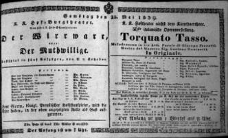 Theaterzettel (Oper und Burgtheater in Wien) 18390525 Seite: 1