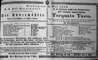 Theaterzettel (Oper und Burgtheater in Wien) 18390528 Seite: 1