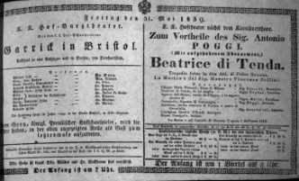 Theaterzettel (Oper und Burgtheater in Wien) 18390531 Seite: 1