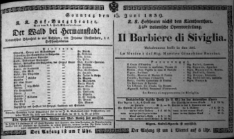 Theaterzettel (Oper und Burgtheater in Wien) 18390616 Seite: 1