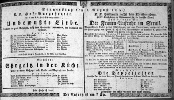 Theaterzettel (Oper und Burgtheater in Wien) 18390801 Seite: 1