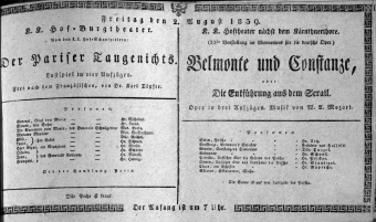 Theaterzettel (Oper und Burgtheater in Wien) 18390802 Seite: 1