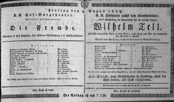 Theaterzettel (Oper und Burgtheater in Wien) 18390809 Seite: 1