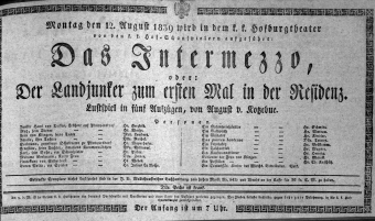 Theaterzettel (Oper und Burgtheater in Wien) 18390812 Seite: 1