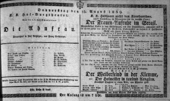 Theaterzettel (Oper und Burgtheater in Wien) 18390815 Seite: 1