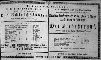 Theaterzettel (Oper und Burgtheater in Wien) 18390816 Seite: 1