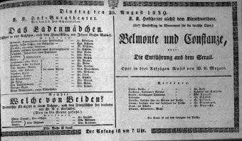 Theaterzettel (Oper und Burgtheater in Wien) 18390820 Seite: 1