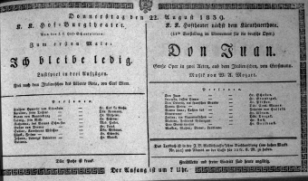 Theaterzettel (Oper und Burgtheater in Wien) 18390822 Seite: 1