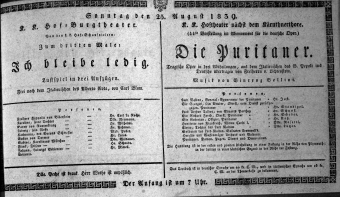 Theaterzettel (Oper und Burgtheater in Wien) 18390825 Seite: 1