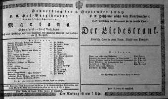 Theaterzettel (Oper und Burgtheater in Wien) 18390905 Seite: 1