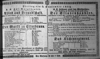 Theaterzettel (Oper und Burgtheater in Wien) 18390906 Seite: 1