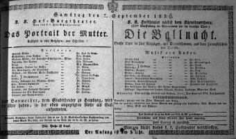 Theaterzettel (Oper und Burgtheater in Wien) 18390907 Seite: 1