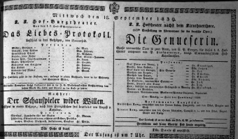 Theaterzettel (Oper und Burgtheater in Wien) 18390918 Seite: 1
