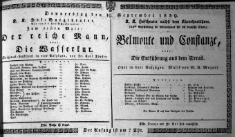 Theaterzettel (Oper und Burgtheater in Wien) 18390919 Seite: 1