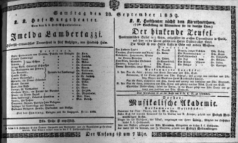 Theaterzettel (Oper und Burgtheater in Wien) 18390928 Seite: 1