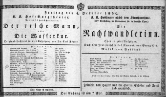 Theaterzettel (Oper und Burgtheater in Wien) 18391004 Seite: 1