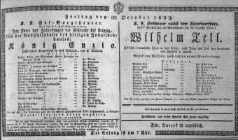 Theaterzettel (Oper und Burgtheater in Wien) 18391018 Seite: 1