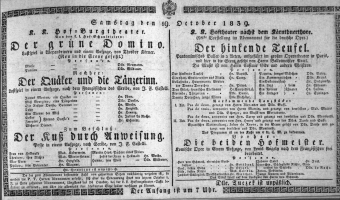 Theaterzettel (Oper und Burgtheater in Wien) 18391019 Seite: 1