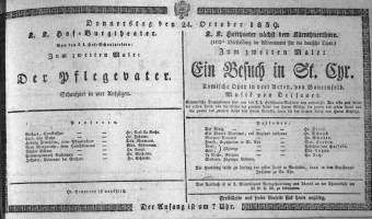 Theaterzettel (Oper und Burgtheater in Wien) 18391024 Seite: 1