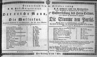 Theaterzettel (Oper und Burgtheater in Wien) 18391031 Seite: 1