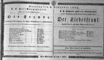 Theaterzettel (Oper und Burgtheater in Wien) 18391103 Seite: 1
