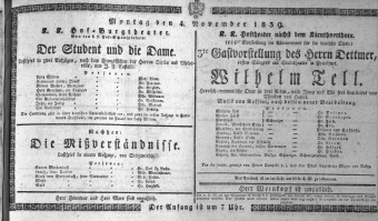 Theaterzettel (Oper und Burgtheater in Wien) 18391104 Seite: 1